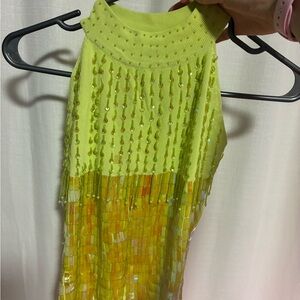 green vintage sequin top